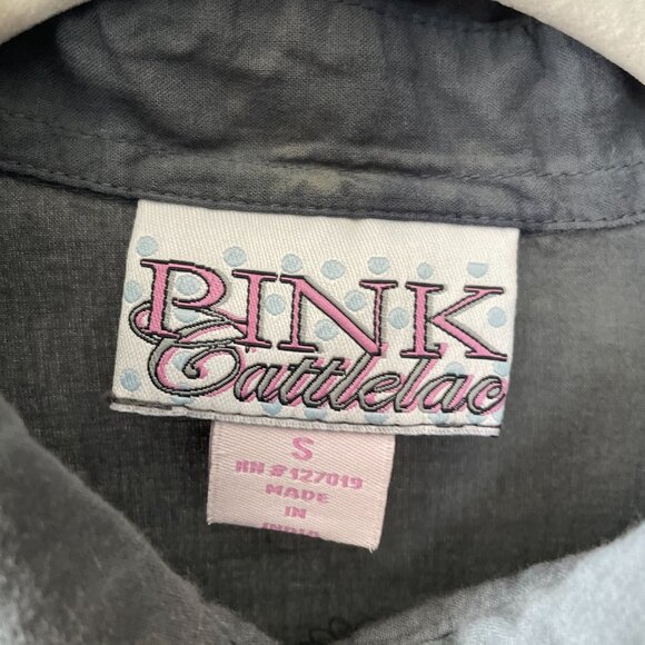 Pink Cattlelac Womens Green Pearl Snap Cowgirl Western Button Up Shirt Size S - Picture 5 of 8
